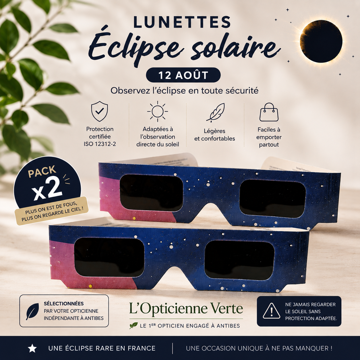 Lunettes Éclipse – Certifiées ISO 12312-2