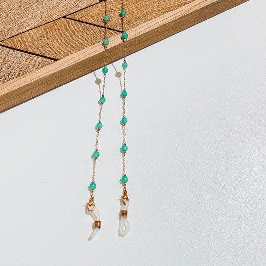 Chaine de lunettes en acier inoxydable avec perles colorées